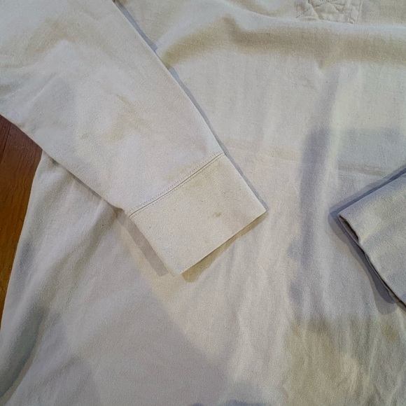 Old Navy Rugby Shirt Mens Large Beige Long Sleeve Heavy Cotton Henley Casual - Picture 4 of 10